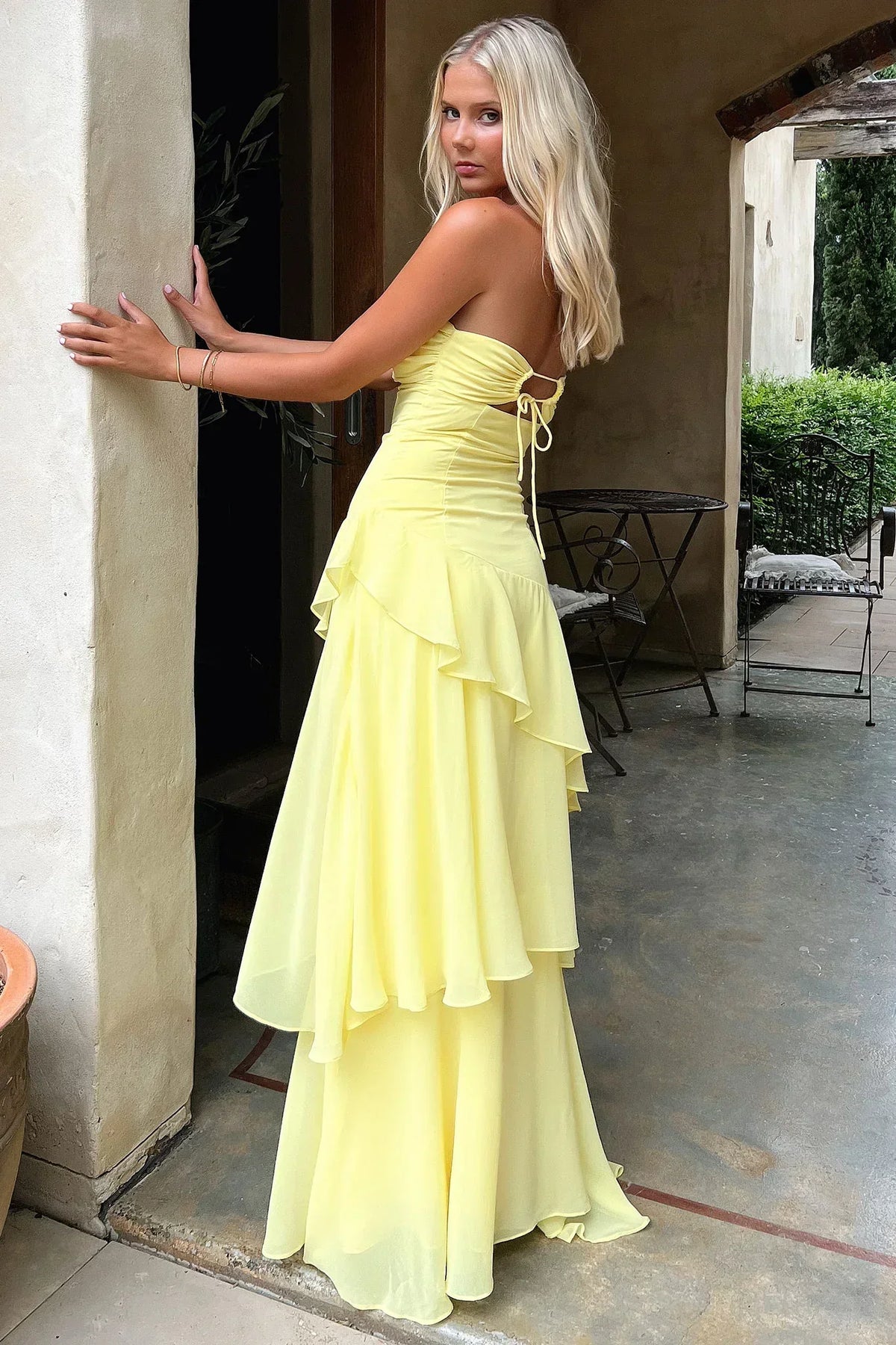 Gretta Strapless Maxi Dress - Yellow