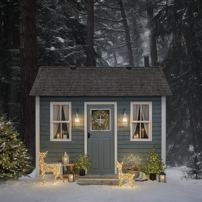 60cm Pre Lit Christmas Conifer & Pinecone Outdoor Wreath