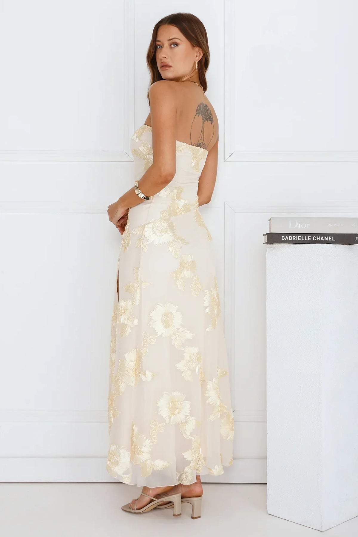 Iconic Influence Strapless Mesh Maxi Dress