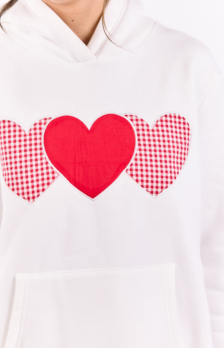 Beginning White And Red Heart Hoodie