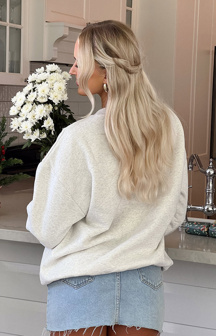 Elodie Oat Marle Cherry Print Crew Neck Sweater