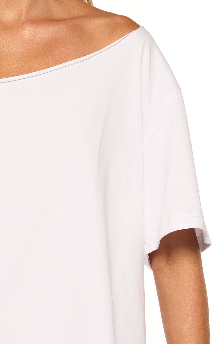 Henrie White Off Shoulder Boxy Tee