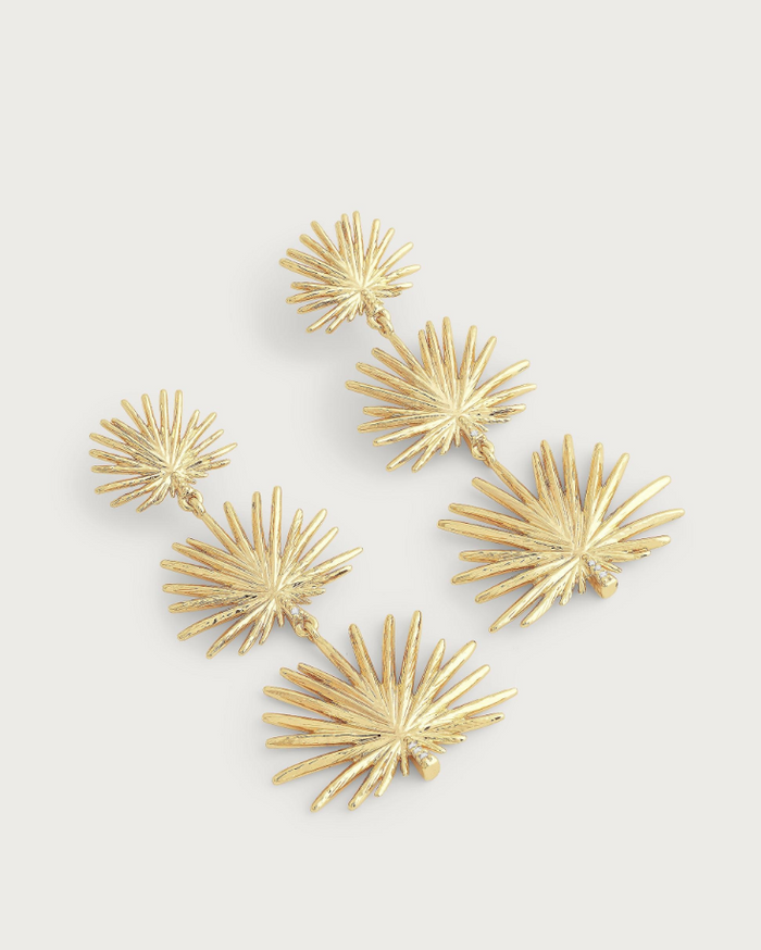 Anabel Aram Triple Fan Palm Dangle Earrings-Small