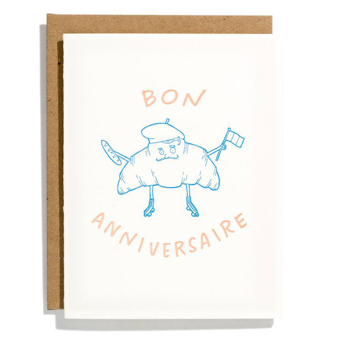 Croissant Bon Anniversaire Happy Birthday Card