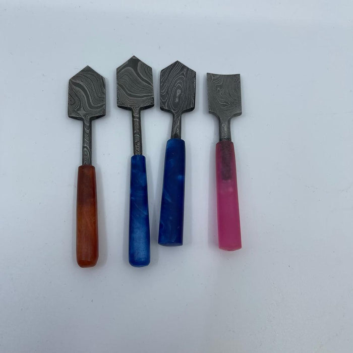 Damascus Steel Shovel Dabbers: HK Knives, Artisan Dab Tools, Precision Handling, Ergonomic Grip, Portable Dab Tool