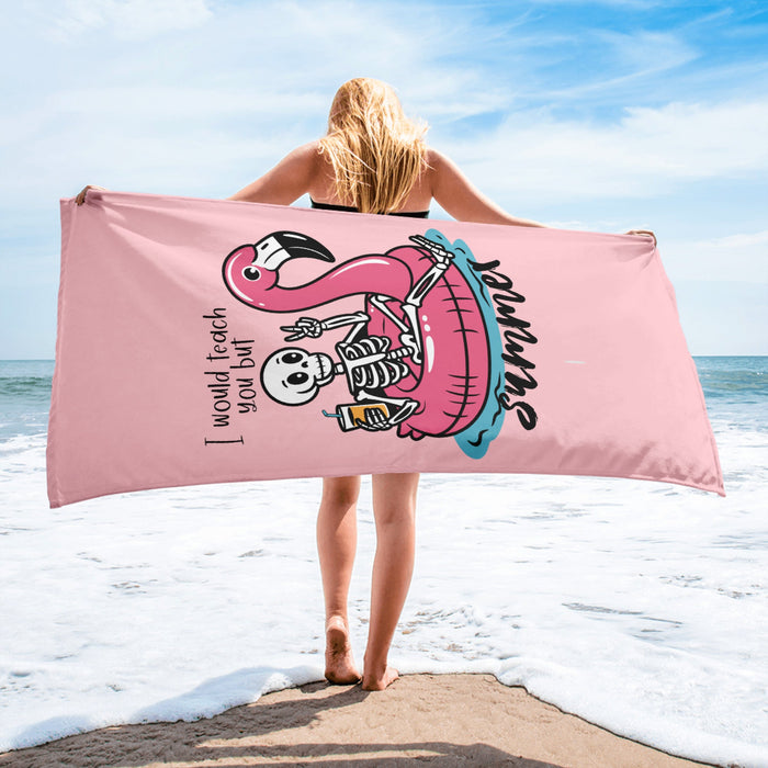 I Would Teach You, But Summer – Flamingo Floaty Skeleton Towel Salt and Sparkle