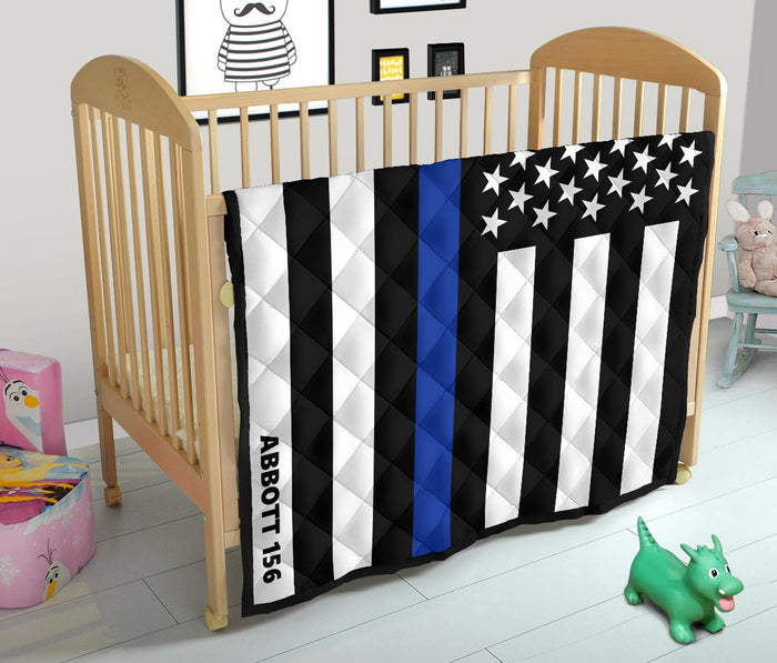 Personalized Thin Blue Line Quilt - AB1