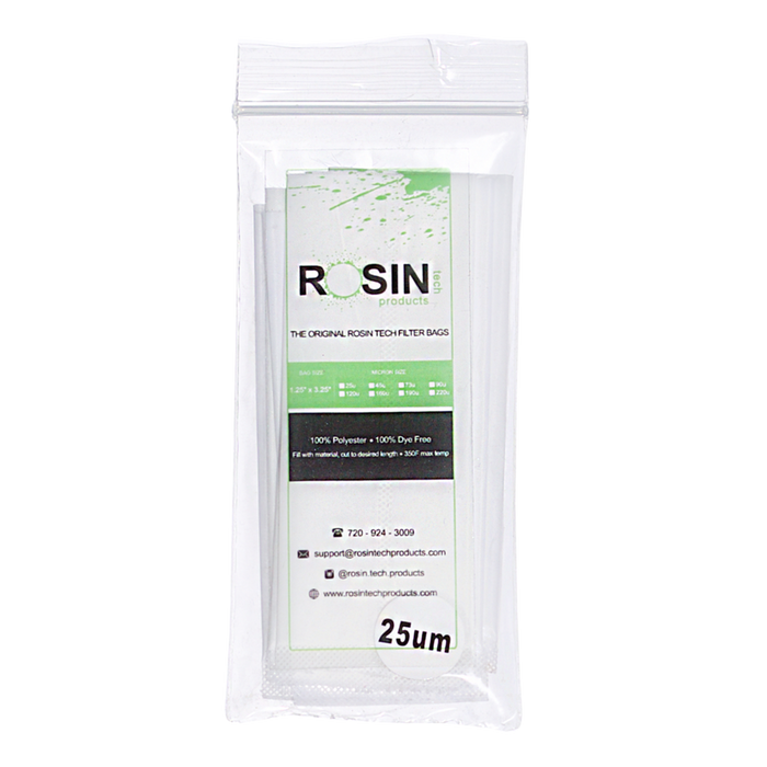Rosin Tech Filter Bags - 1.25"x3.25" Micron for Clean Pressing: Achieve Optimal Rosin Yields, Engineered for Clean and Efficient Pressing, Heat-Resistant Food-Grade Nylon, Ensures Pure Extraction, Available in Multiple Micron Sizes, Suit Your Pressing Needs, Designed for Durability Under High Pressure, Ideal for Hobbyists and Professionals, Perfect for Ensuring High-Quality Clean Rosin Every Time.