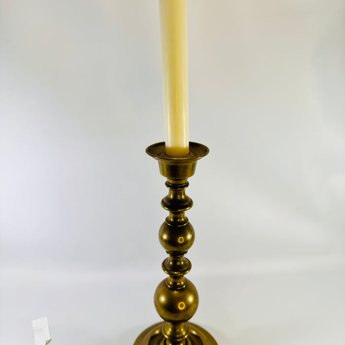 Solid Brass Baluster Candlestick 1970s Colonial Revival