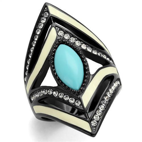 Thin Blue Line Turquoise Stainless Steel Ring