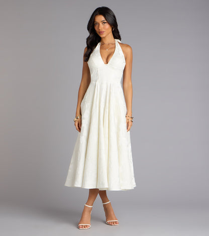 Ellen Lace-Up Halter A-Line Midi Formal Dress