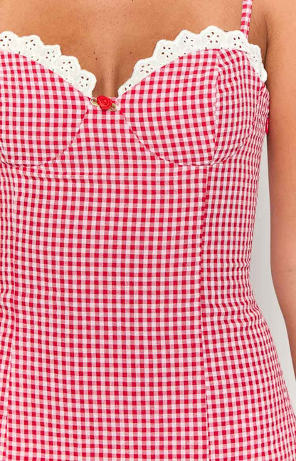 Cutie Pie Red Gingham Mini Dress