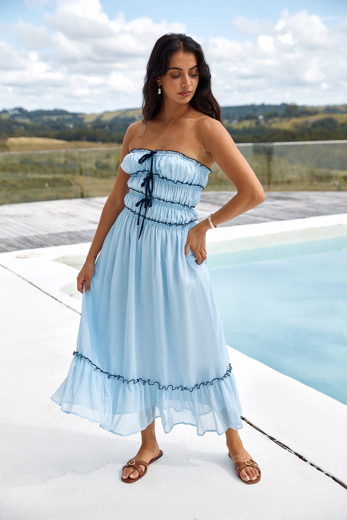 Talulah Strapless Maxi Dress Blue