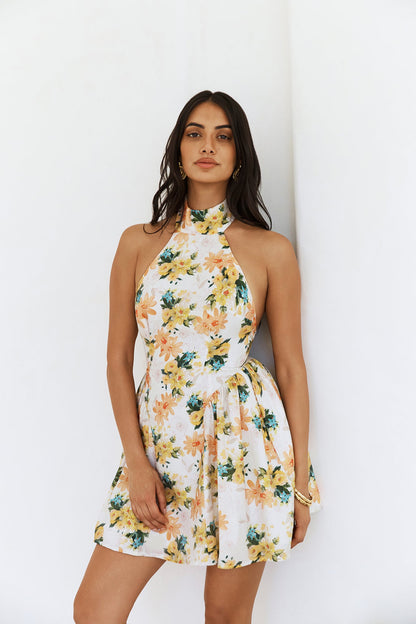 Sophisticated Vision Halter Mini Dress Orange