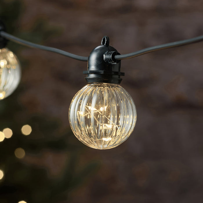 10 Fluted Globe Outdoor Battery Micro Festoon Lights