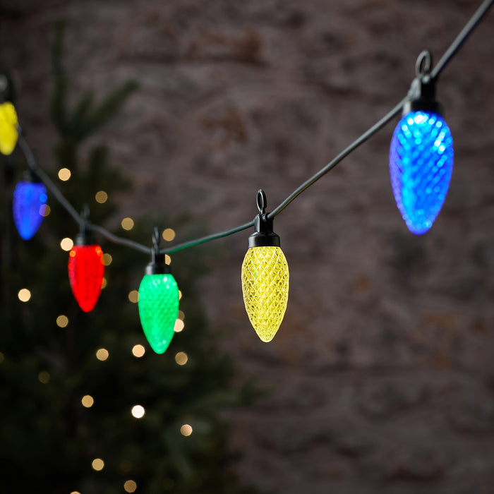 10 Multi Coloured Pinecone Outdoor Plug In String Lights