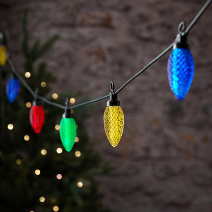 10 Multi Coloured Pinecone Outdoor Plug In String Lights