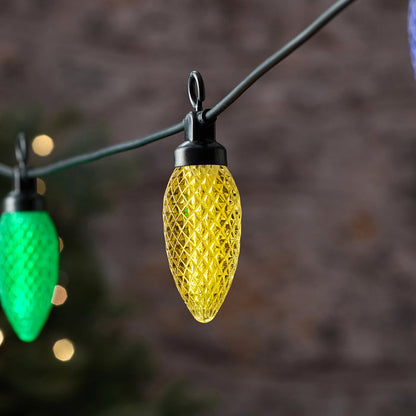 10 Multi Coloured Pinecone Outdoor Plug In String Lights
