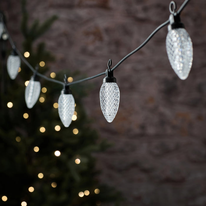 10 Warm White Pinecone Outdoor Plug In String Lights