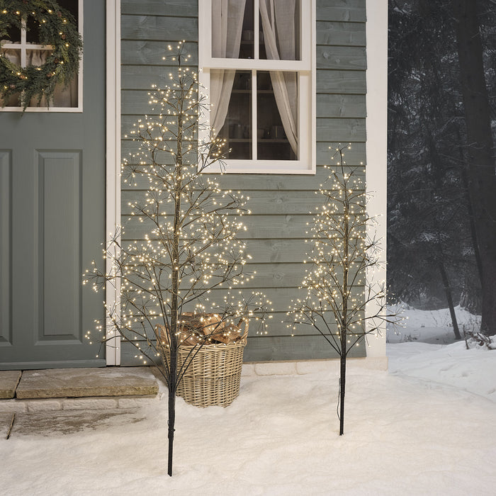 1.2m Black Starburst LED Twig Christmas Tree