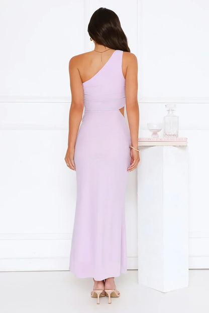 Style Capital One Shoulder Mesh Maxi Dress
