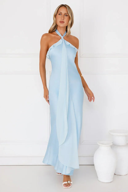 Luxora Lady Halter Satin Maxi Dress