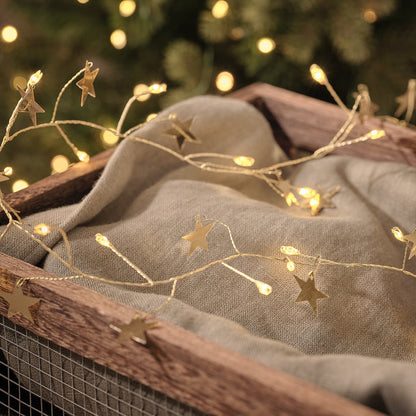 1.5m Gold Star Cluster Micro Light Garland