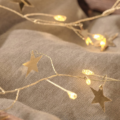 1.5m Gold Star Cluster Micro Light Garland