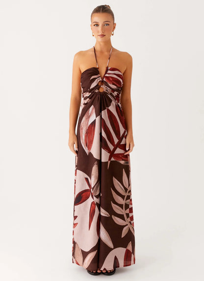 Ramona Linen Maxi Dress - Cinnamon Palm