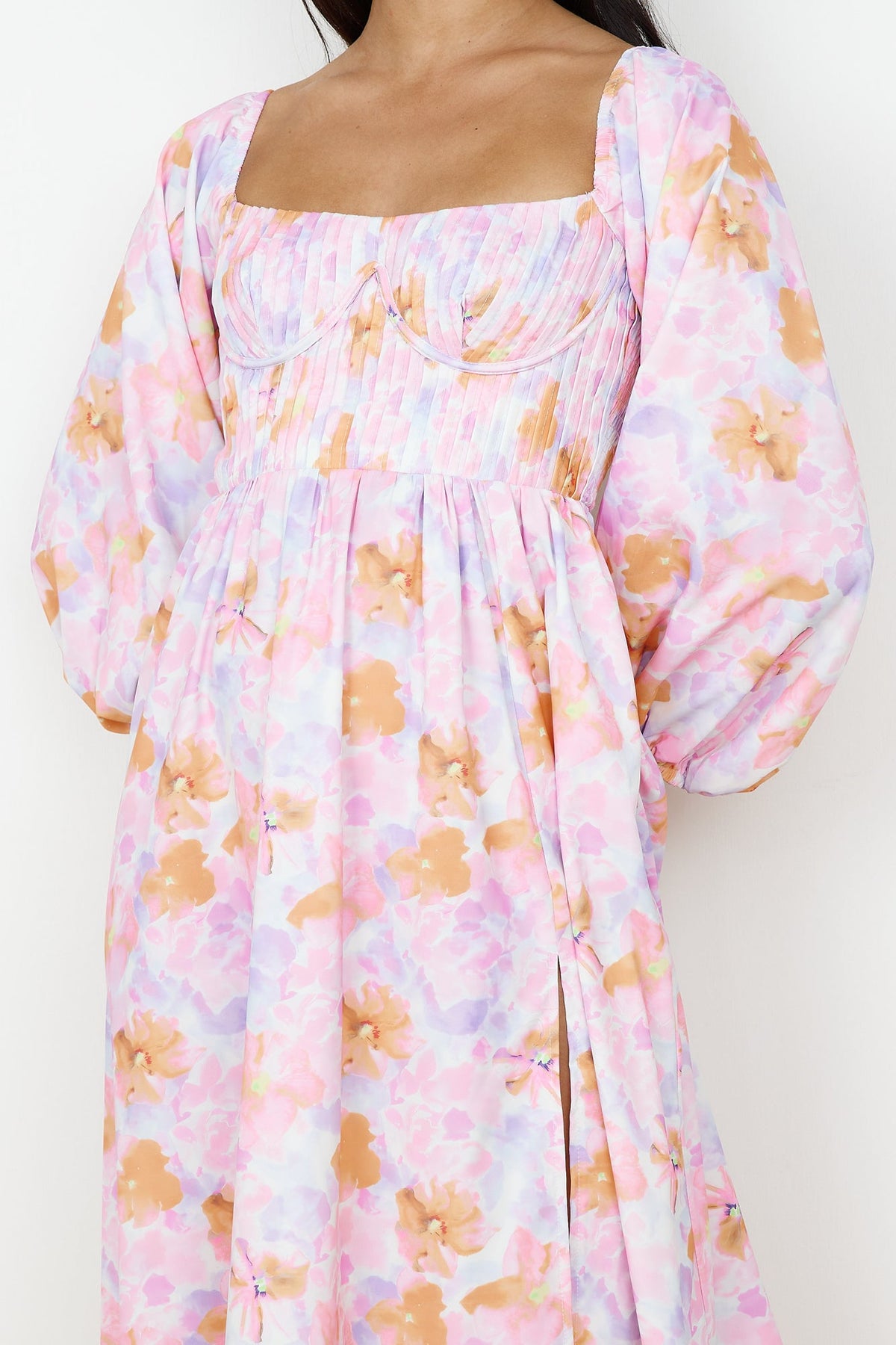 Sunset Blooms Midi Dress Lilac