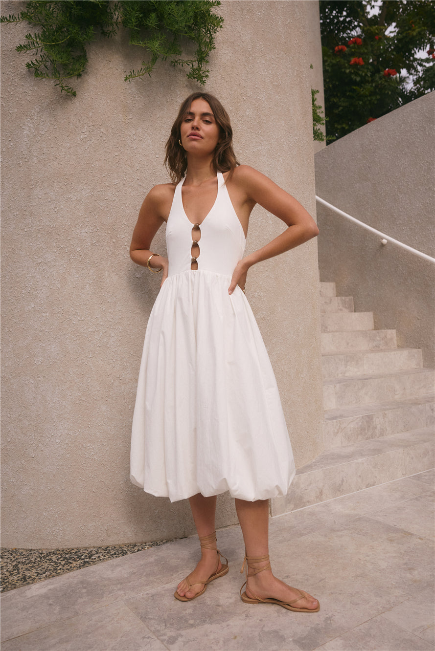 High Tide Halter Midi Dress White