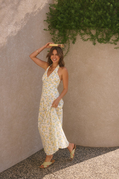 Limoncello Halter Maxi Dress Yellow
