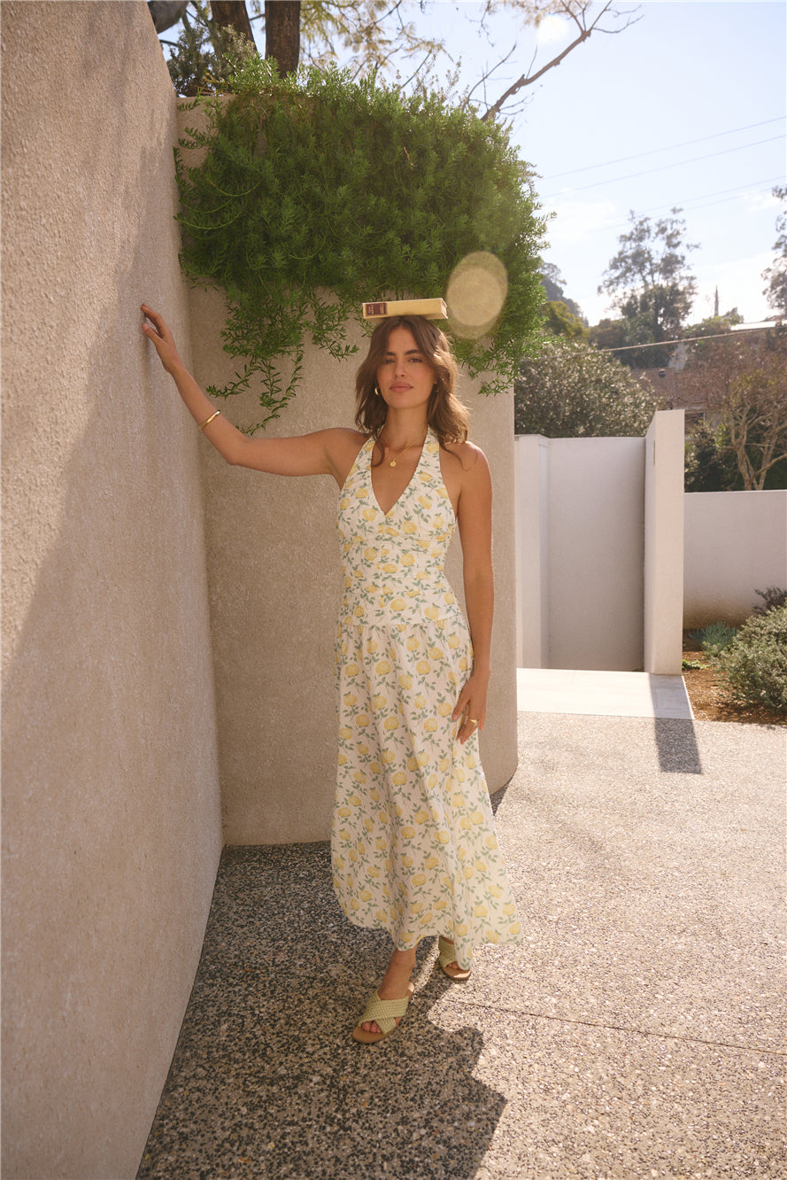 Limoncello Halter Maxi Dress Yellow