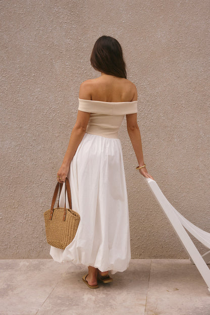 Sophisticated Nights Bubble Hem Maxi Dress White