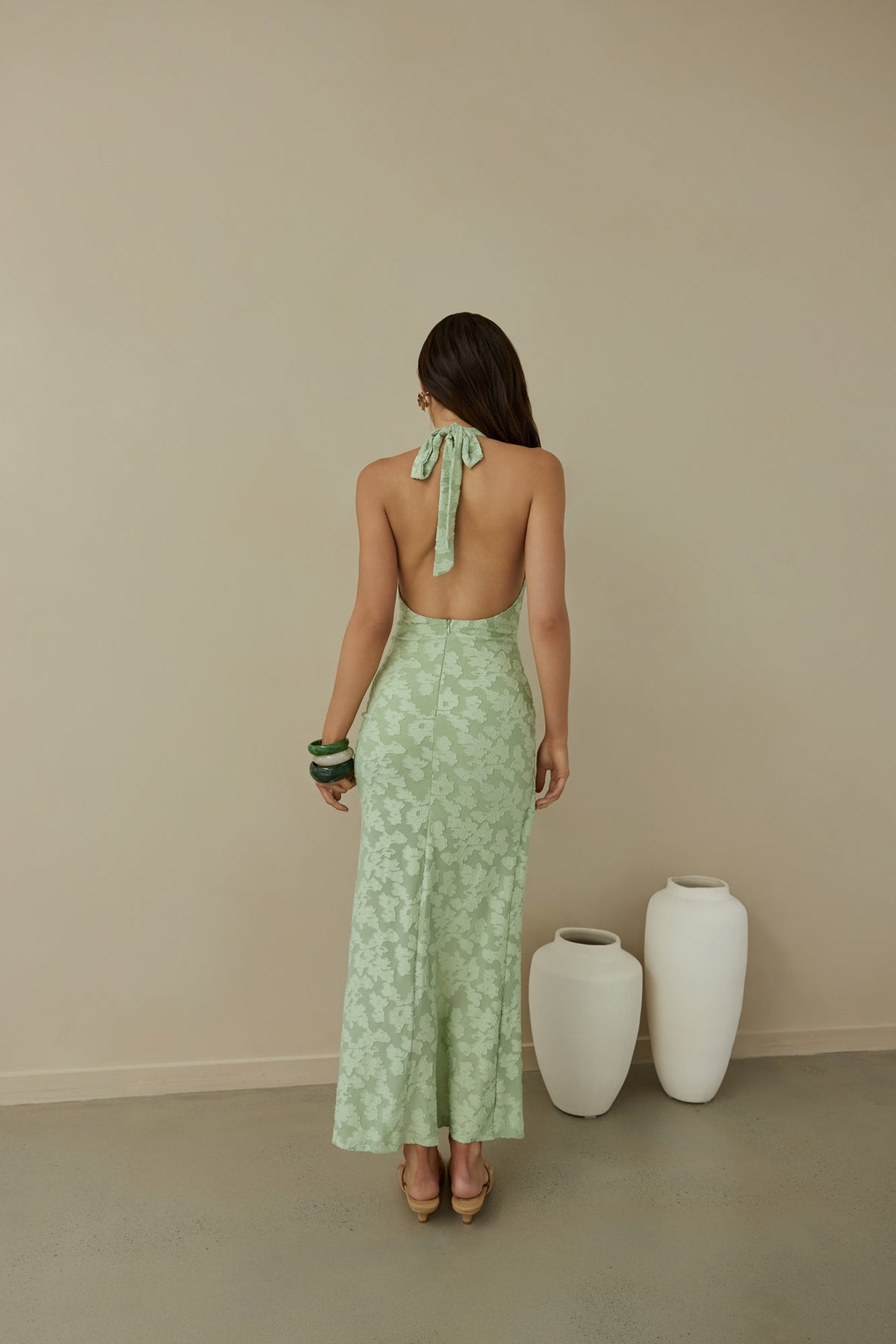 Coconut Island Halter Maxi Dress Green