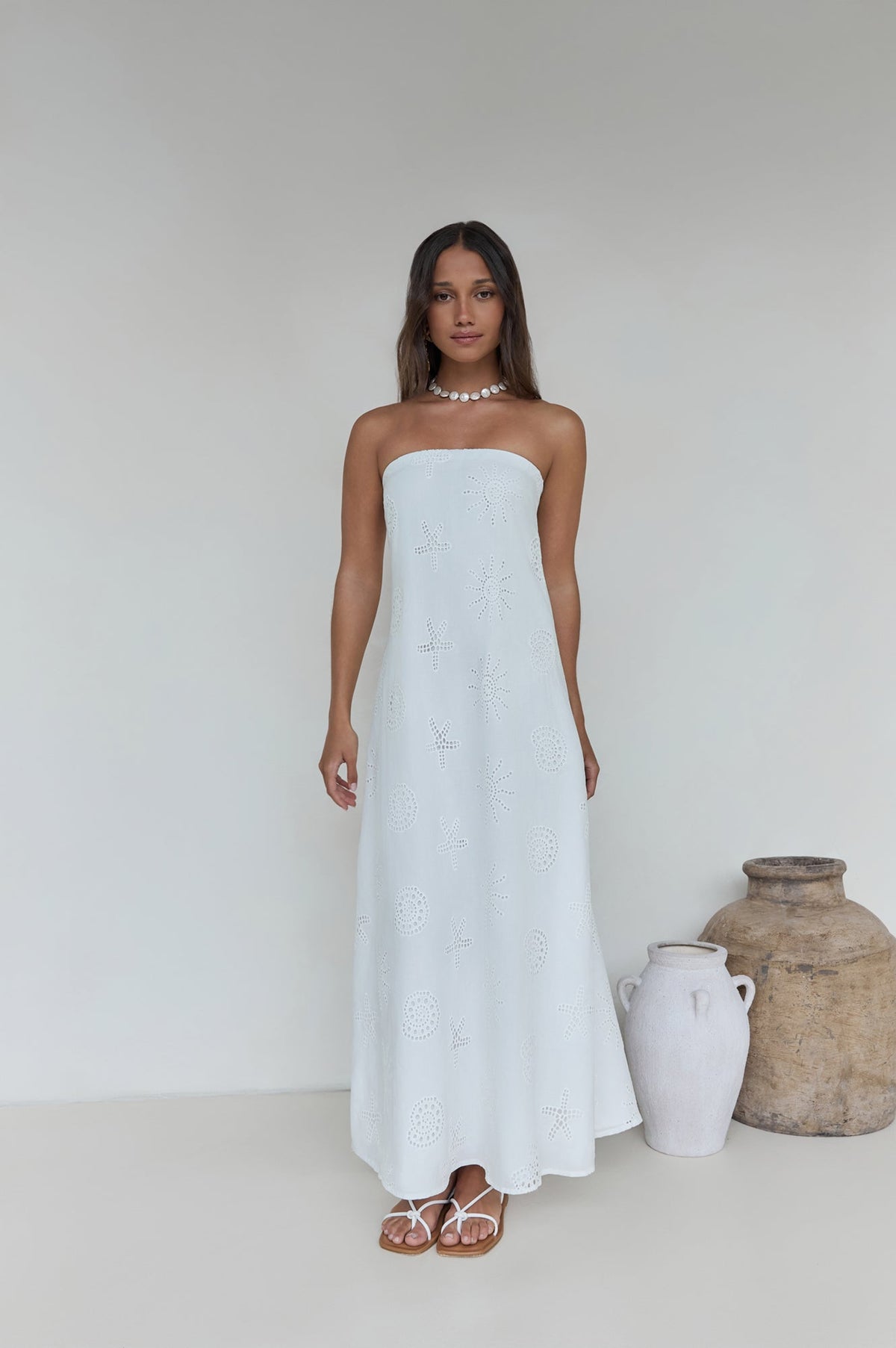 Heart To Heart Strapless Maxi Dress White