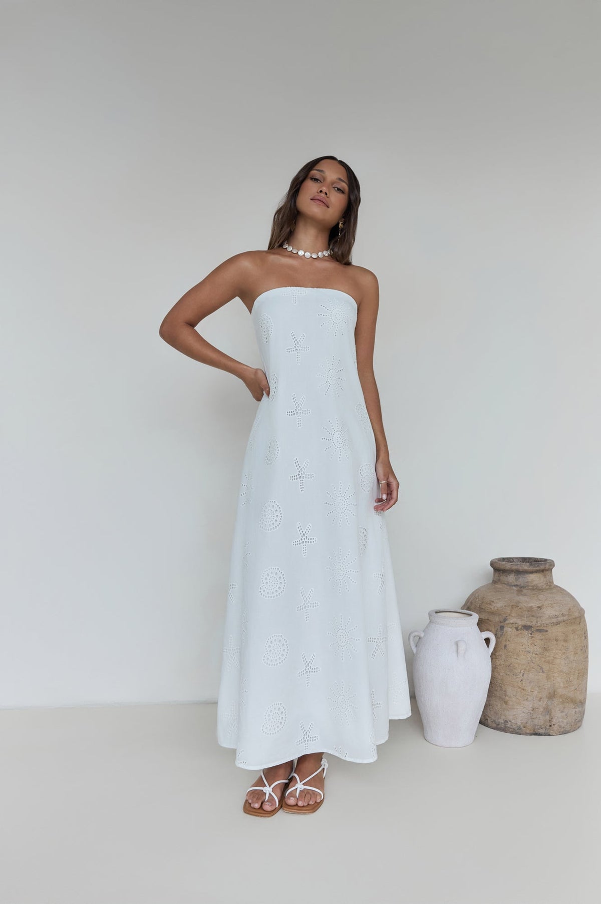 Heart To Heart Strapless Maxi Dress White