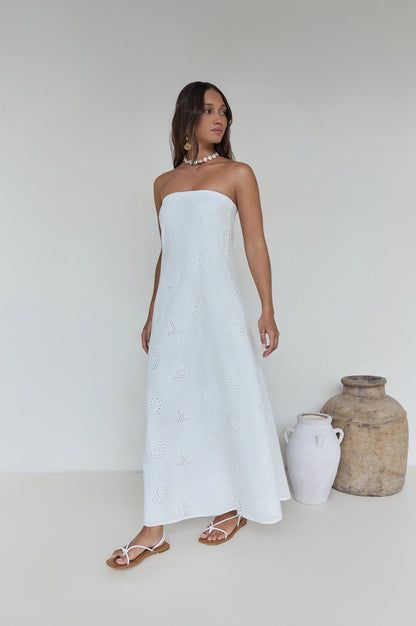 Heart To Heart Strapless Maxi Dress White