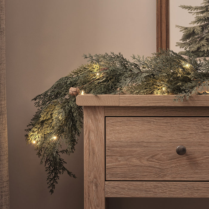 2m Pre Lit Christmas Conifer & Pinecone Outdoor Garland