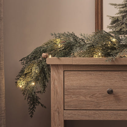 2m Pre Lit Christmas Conifer & Pinecone Outdoor Garland