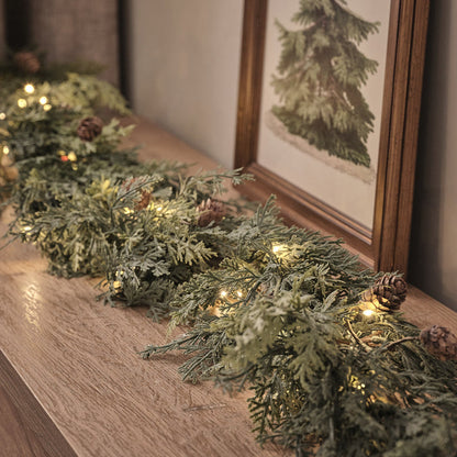 2m Pre Lit Christmas Conifer & Pinecone Outdoor Garland