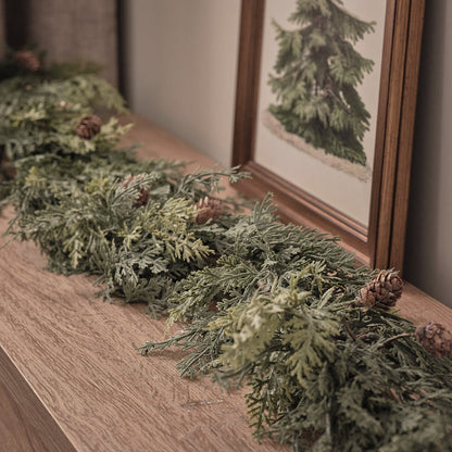 2m Pre Lit Christmas Conifer & Pinecone Outdoor Garland
