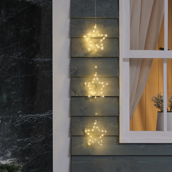 3 Hanging Outdoor Light Up Acrylic Stars