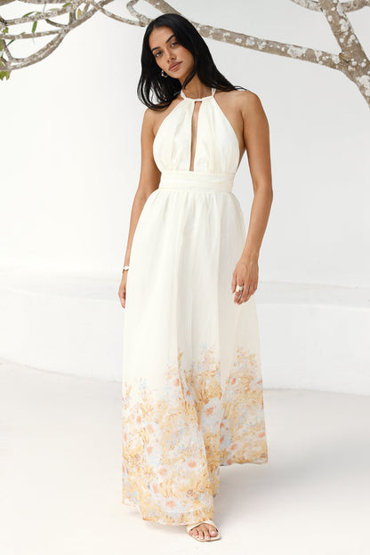 The Meadow’s Secret Halter Maxi Dress Yellow