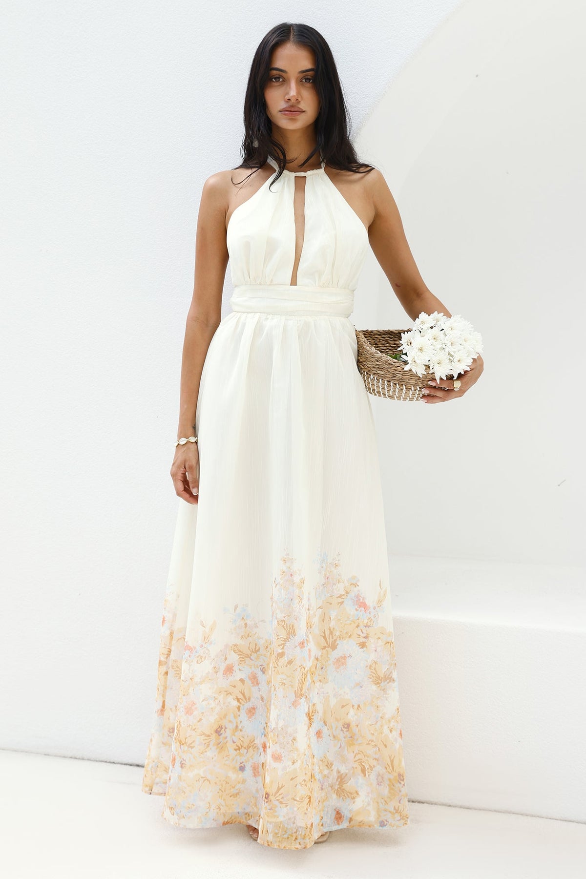 The Meadow’s Secret Halter Maxi Dress Yellow