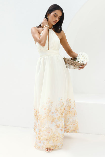 The Meadow’s Secret Halter Maxi Dress Yellow