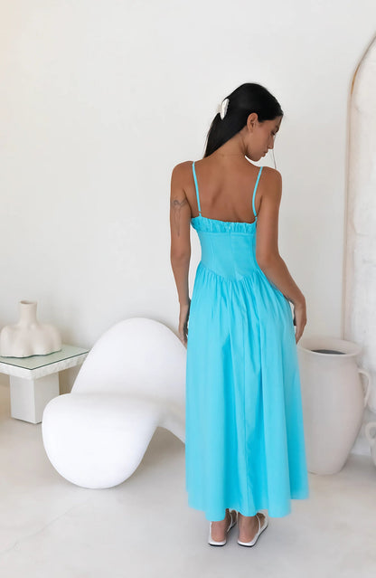 Whimsical Woods Maxi Dress Aqua