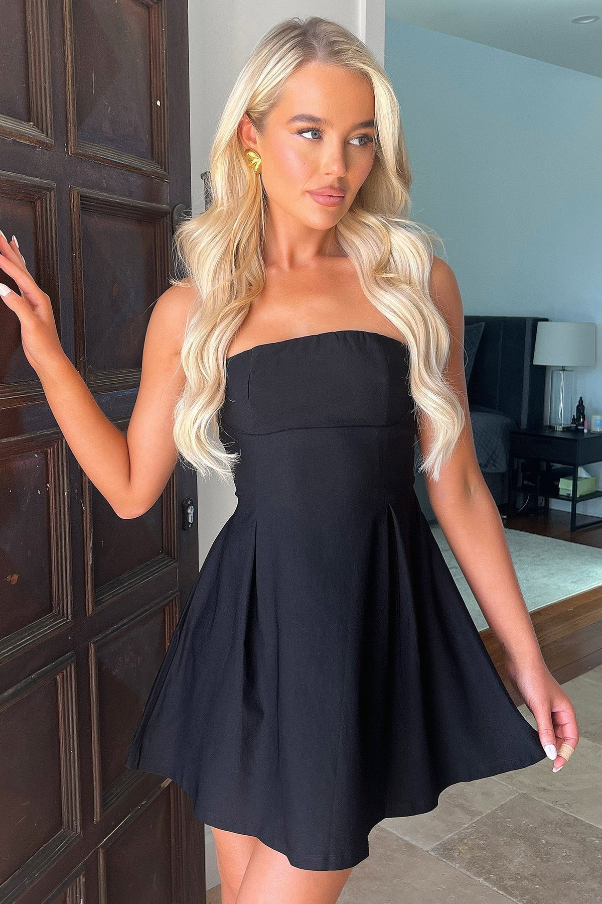Charlize Strapless Mini Dress - Black