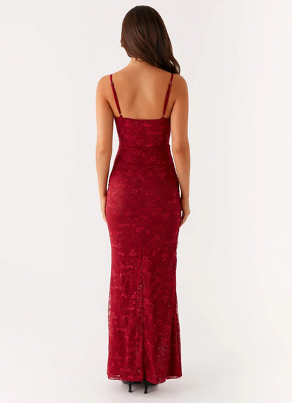 Rosa Corset Maxi Dress - Red