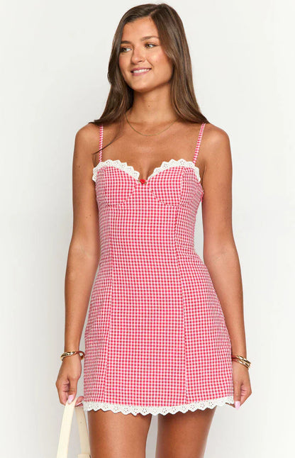 Cutie Pie Red Gingham Mini Dress